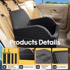 Elevated Pet Booster Seat for Car – Travel Bed with Adjustable Straps for Small Dogs